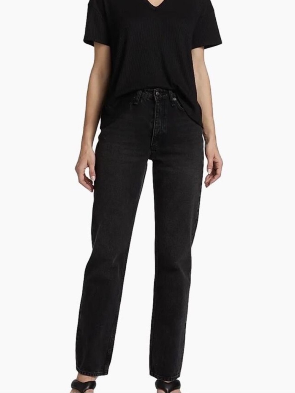 Rag & Bone Black High-Rise Straight Leg - Alex
